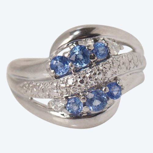 Ring In White Gold, Tanzanites And Diamonds