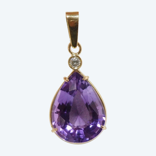 Yellow Gold, Amethyst And Diamond Pendant