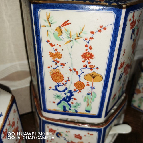 hexagonal teapot with stove and Japanese porcelain tea pot with 6 glasses