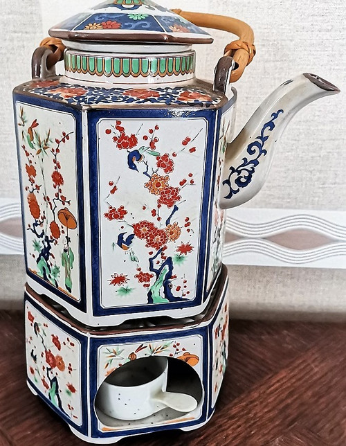 hexagonal teapot with stove and Japanese porcelain tea pot with 6 glasses