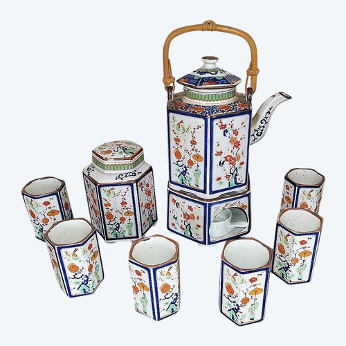 hexagonal teapot with stove and Japanese porcelain tea pot with 6 glasses