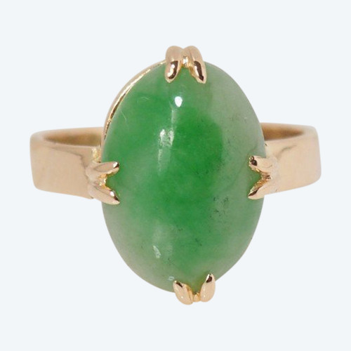 Anello in oro giallo e giada