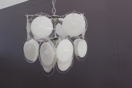 Lampadario a disco in vetro di Murano del 1970 circa