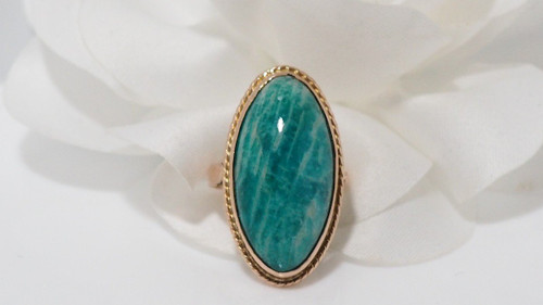 Vintage-Ring aus Gelbgold und Amazonitstein