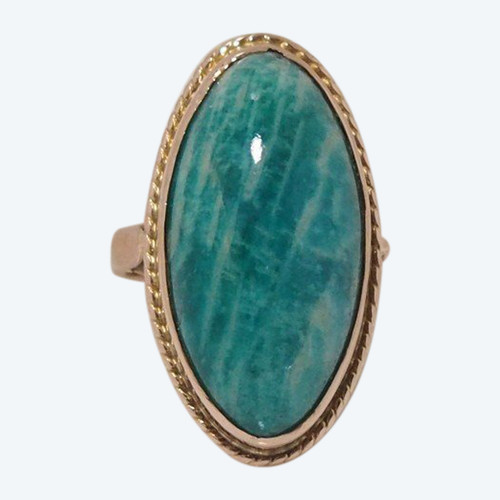 Vintage-Ring aus Gelbgold und Amazonitstein