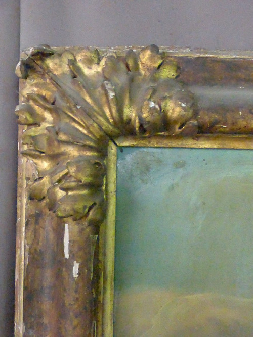 Grande dipinto del XIX secolo "San Giovanni Battista e l'agnello mistico", cornice del XVII secolo