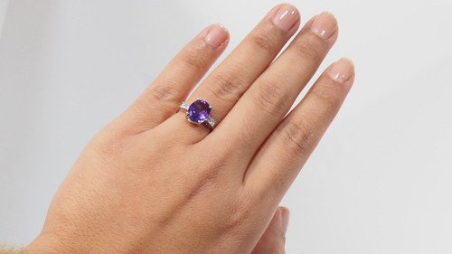 Ring In White Gold, Amethyst And Diamonds