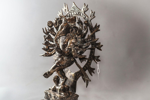Scultura Ganesh in bronzo placcato argento