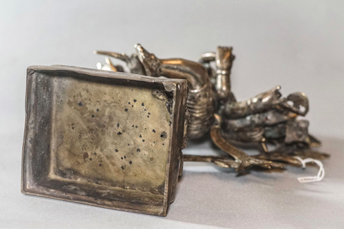 Scultura Ganesh in bronzo placcato argento