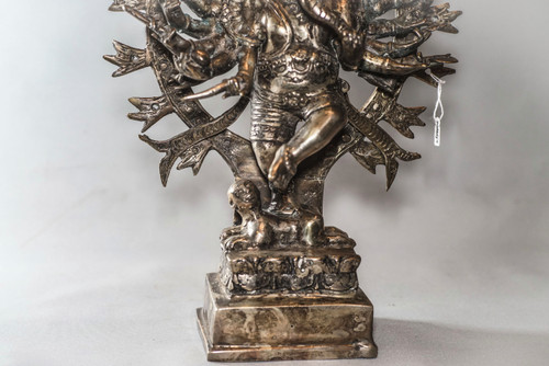 Scultura Ganesh in bronzo placcato argento