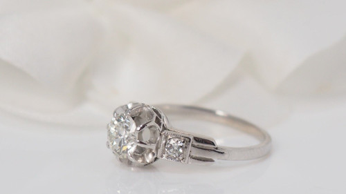Anello Solitario In Platino E Diamanti