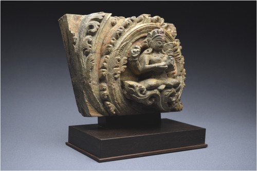 Nepal, 14th-15th century, Solid wood panel representing Vishnu's shakti