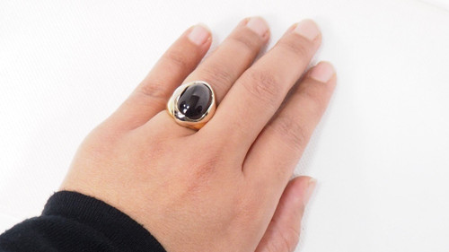 Anello a due orsetti con ametista cabochon
