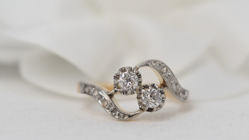Anello Croce In Oro Bicolore E Diamanti