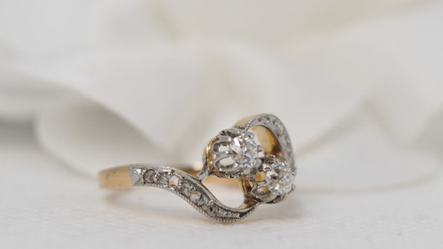 Anello Croce In Oro Bicolore E Diamanti
