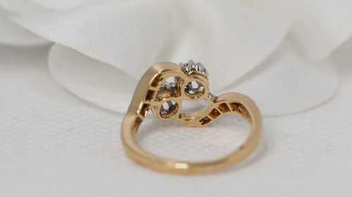 Anello Croce In Oro Bicolore E Diamanti