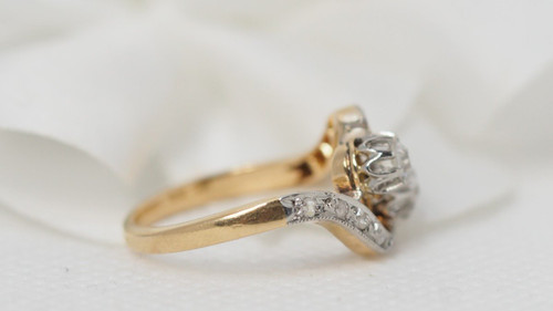 Anello Croce In Oro Bicolore E Diamanti
