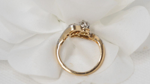 Anello Croce In Oro Bicolore E Diamanti