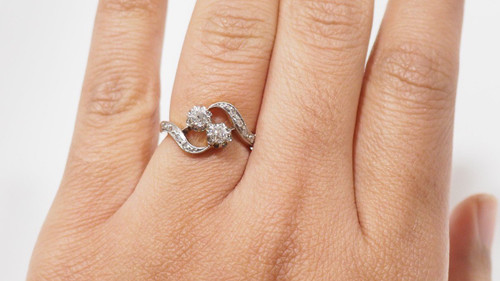 Anello Croce In Oro Bicolore E Diamanti