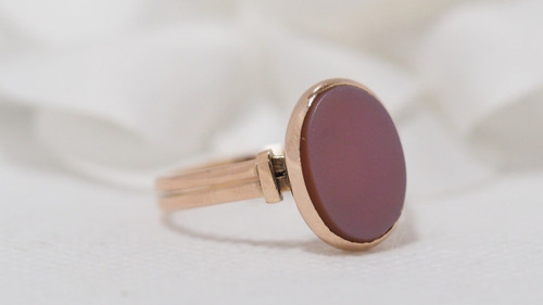 Anello In Oro Rosa E Calcedonio