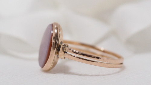Anello In Oro Rosa E Calcedonio