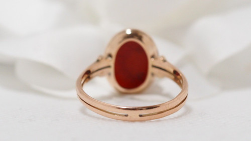 Anello In Oro Rosa E Calcedonio