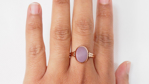 Anello In Oro Rosa E Calcedonio