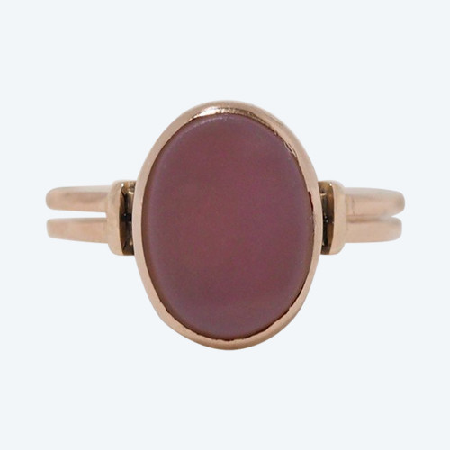 Anello In Oro Rosa E Calcedonio