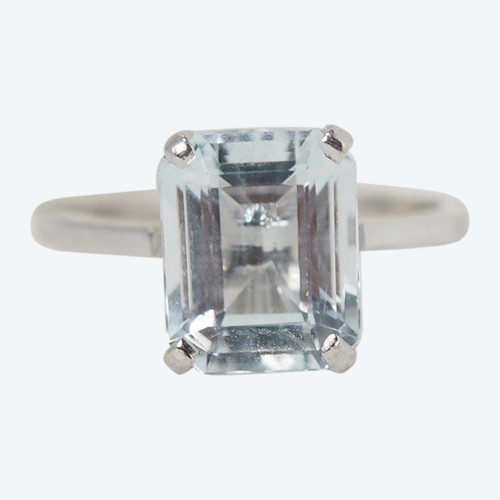 Anello In Oro Bianco E Acquamarina