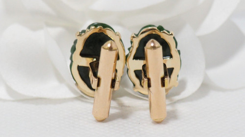 Boutons De Manchettes En Or Jaune Et Jade