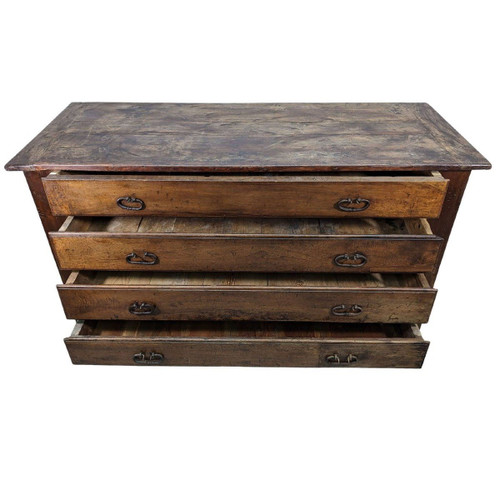 Comò Rustico In Legno Bianco Fine XVIII Secolo, Inizio XIX Secolo