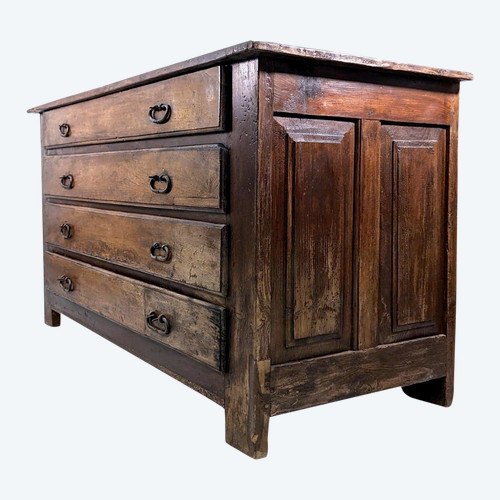 Comò Rustico In Legno Bianco Fine XVIII Secolo, Inizio XIX Secolo