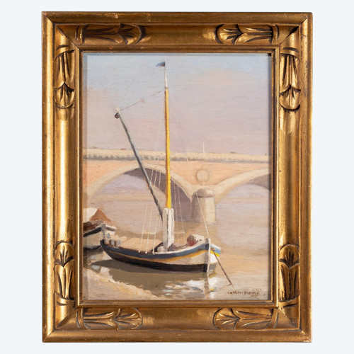 Le Pont De Pierre, Bordeaux. Huile Sur Panneau Signée Roger-jean Lataste (1906 - 1989), XXe
