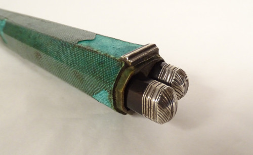 2 Reisemesser aus Silber, Stahl und Ebenholz, Cutler Baker, 18. Galuchat-Koffer