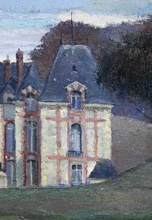 Grand Tableau « Château de Gros Bois », signé A.Mémin – 1954