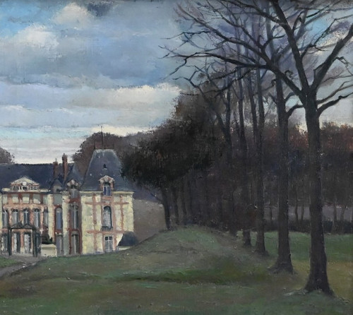 Grand Tableau « Château de Gros Bois », signé A.Mémin – 1954