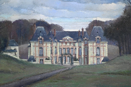 Grand Tableau « Château de Gros Bois », signé A.Mémin – 1954