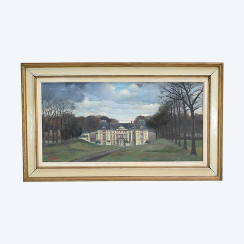 Grand Tableau « Château de Gros Bois », signé A.Mémin – 1954