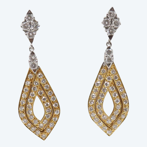 Boucles d'Oreilles En Or Bicolore Et Diamants