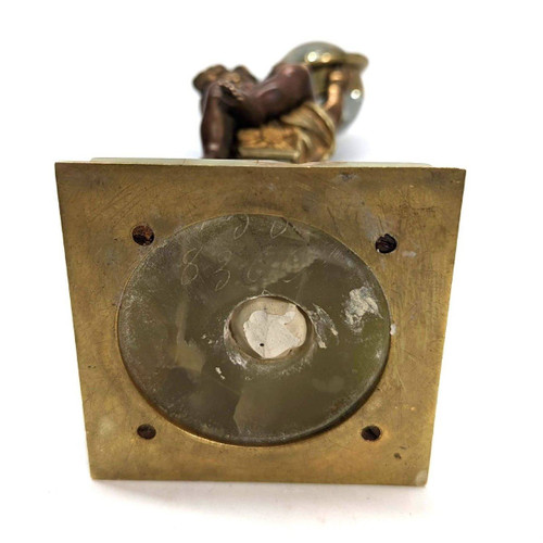 Orologio Da Tavolo Per Bambini Pietre Dure (o Perline...) Bimbo In Bronzo Dorato