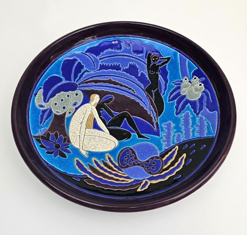 Longwy Art Deco Wandbecher „Die Badegäste“