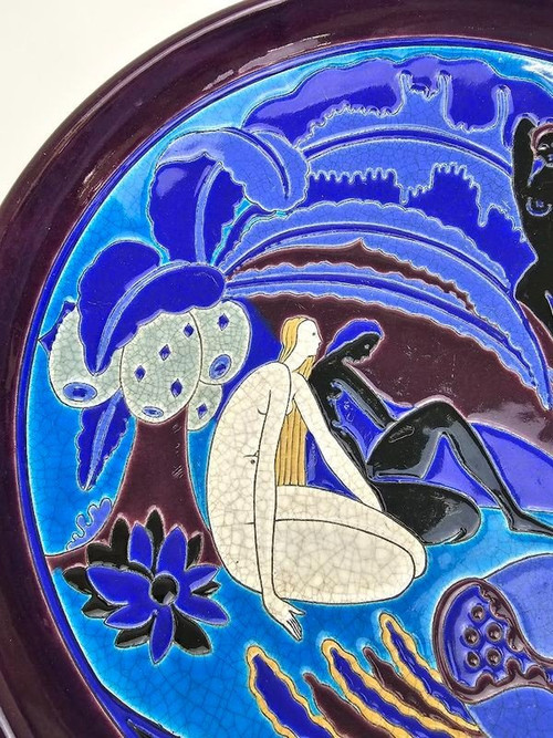 Longwy Art Deco Wandbecher „Die Badegäste“