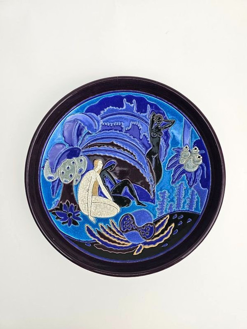 Longwy Art Deco Wandbecher „Die Badegäste“