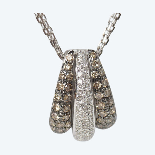 Collana Con Pendente In Oro Bianco E Diamanti