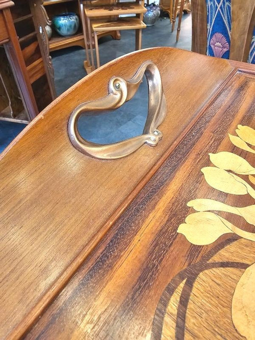 Table Servante Majorelle Art Nouveau "Cyclamens "