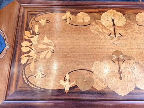 Table Servante Majorelle Art Nouveau "Cyclamens "