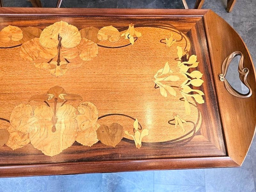 Table Servante Majorelle Art Nouveau "Cyclamens "