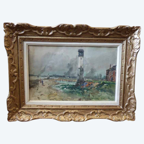 Aquarelle Marine " Le Phare De Honfleur " Signée Lavoine