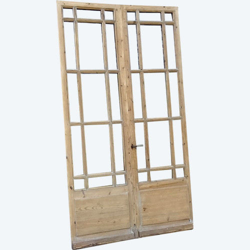 Grande Double Porte Vitrée Ancienne Atelier Loft Magasin Galandage