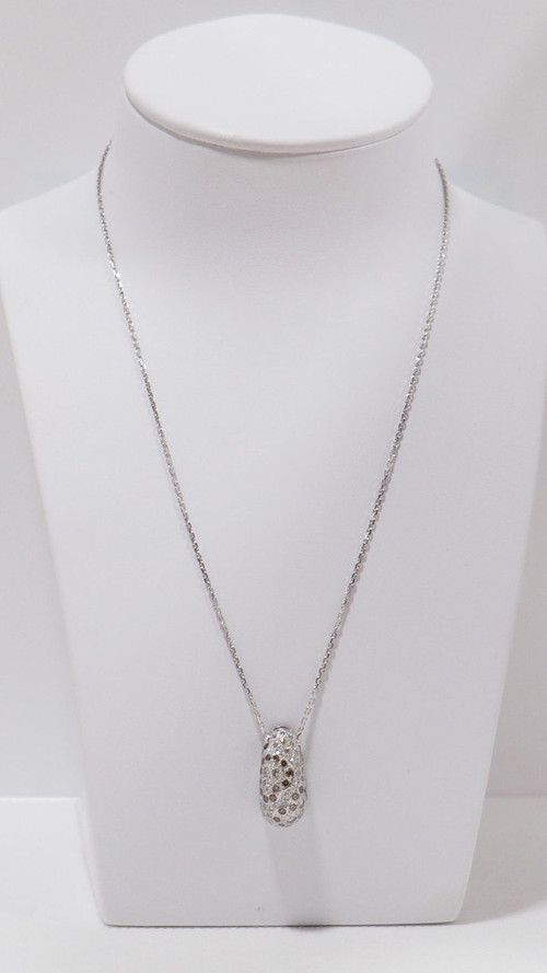 Collier En Or Gris Serti de Diamants blancs et diamants cognac